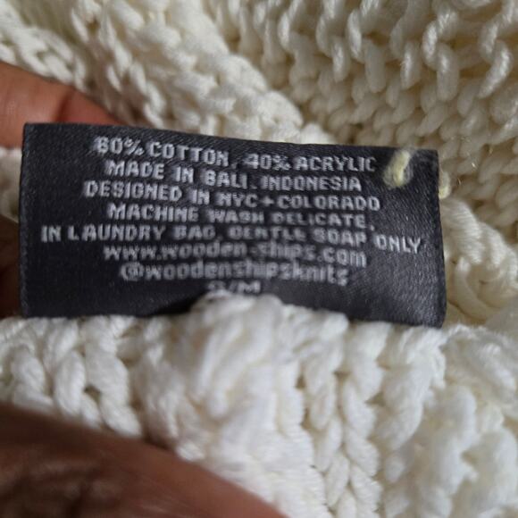 Wooden Ships Maui VNeck White Pullover Sweater Slouchy Cropped Boxy Small Medium - Picture 13 of 15